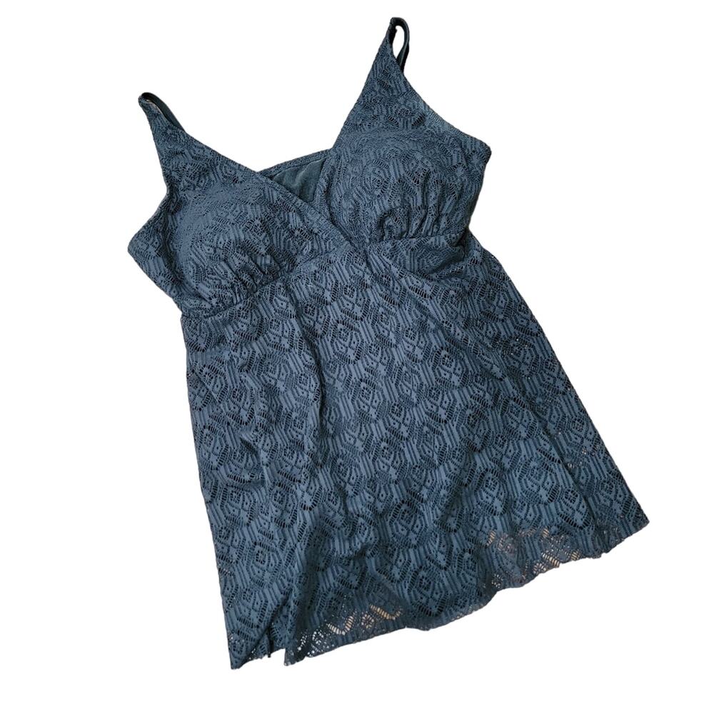 Swimsuits for all Crochet Side Slit Adjustable straps V neck Swimdress Size 20 - Picture 2 of 12